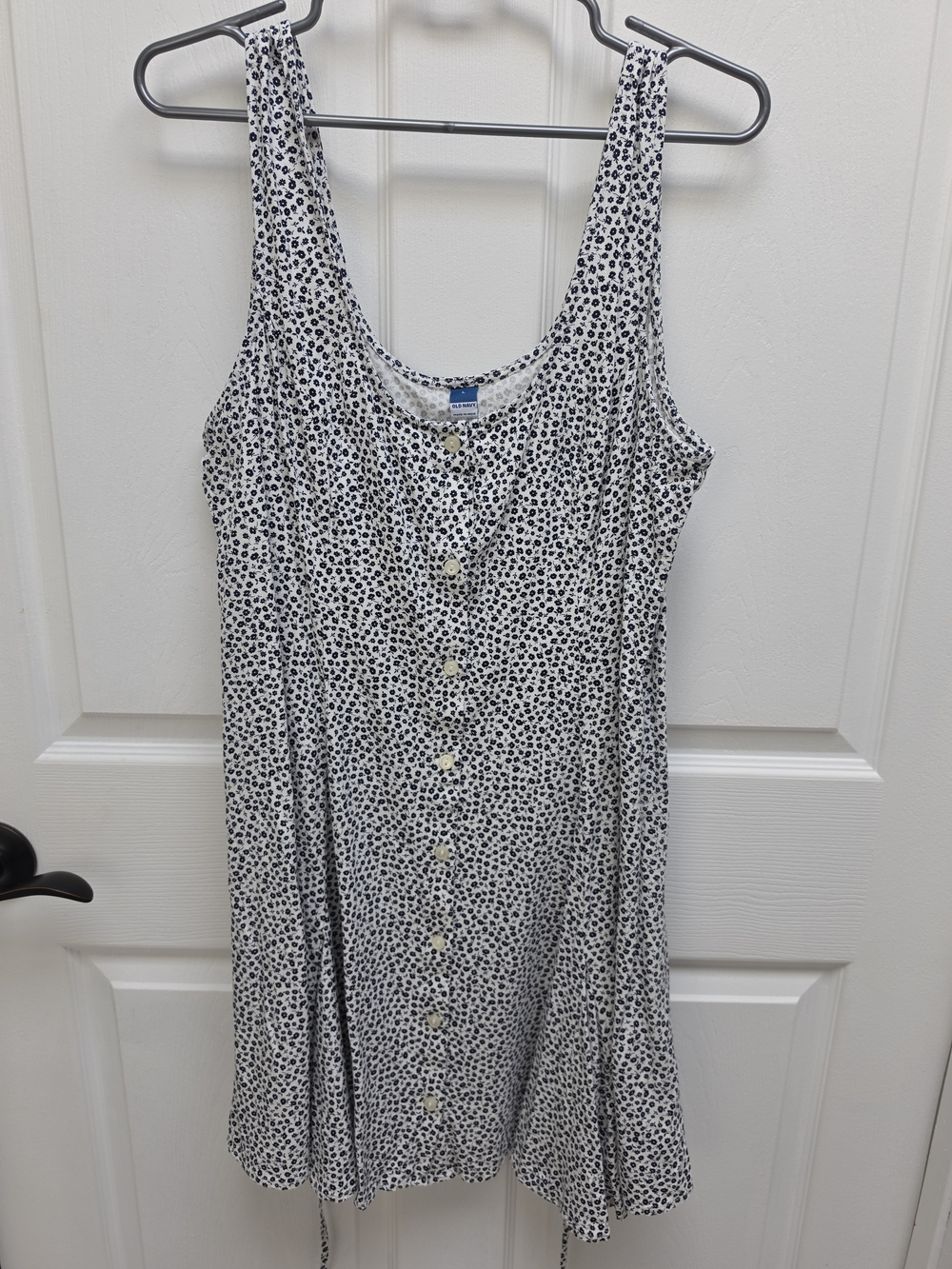 Old Navy Black and White Floral Button-Front Mini Dress